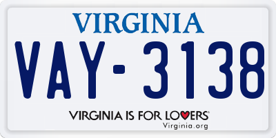 VA license plate VAY3138
