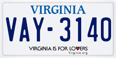 VA license plate VAY3140