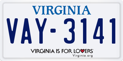 VA license plate VAY3141