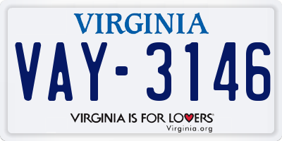 VA license plate VAY3146
