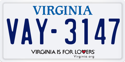 VA license plate VAY3147