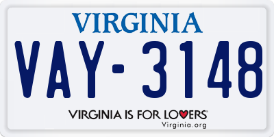 VA license plate VAY3148