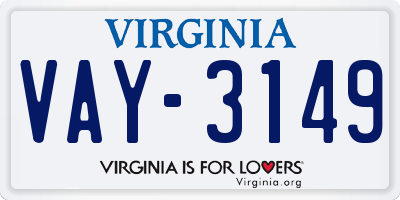 VA license plate VAY3149
