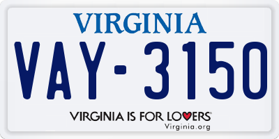 VA license plate VAY3150