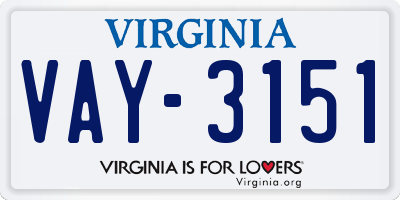 VA license plate VAY3151