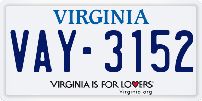VA license plate VAY3152