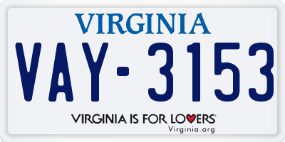 VA license plate VAY3153