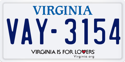 VA license plate VAY3154