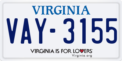 VA license plate VAY3155