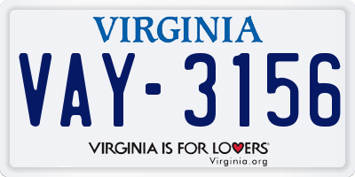 VA license plate VAY3156