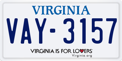 VA license plate VAY3157