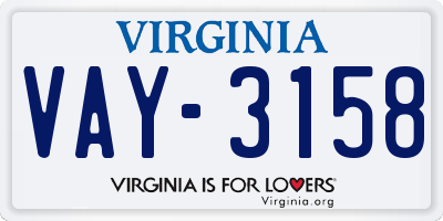 VA license plate VAY3158