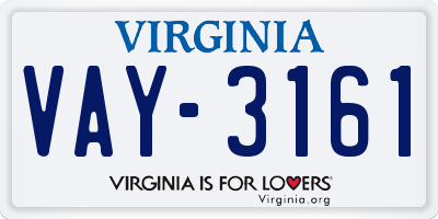 VA license plate VAY3161