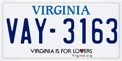 VA license plate VAY3163