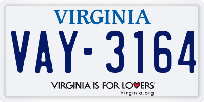 VA license plate VAY3164