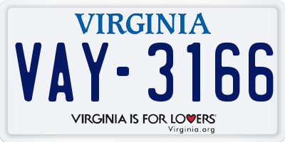 VA license plate VAY3166