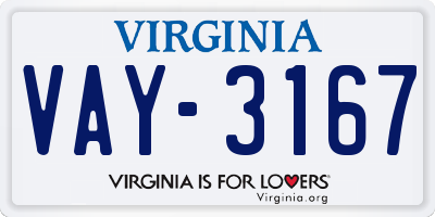 VA license plate VAY3167