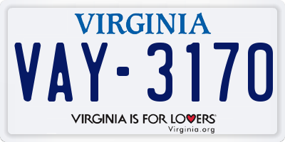VA license plate VAY3170