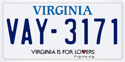 VA license plate VAY3171