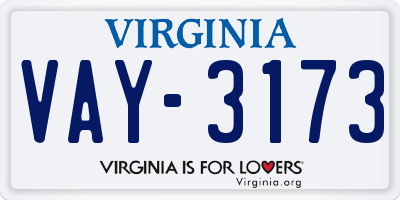 VA license plate VAY3173