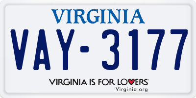 VA license plate VAY3177