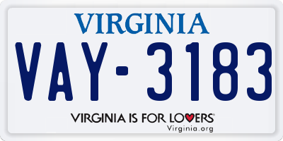 VA license plate VAY3183