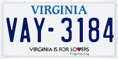 VA license plate VAY3184