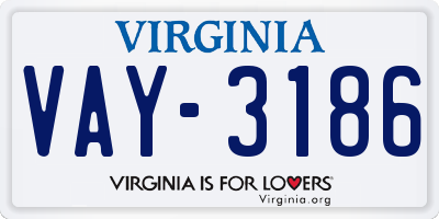 VA license plate VAY3186