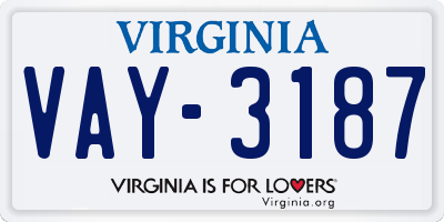 VA license plate VAY3187