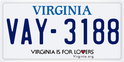 VA license plate VAY3188