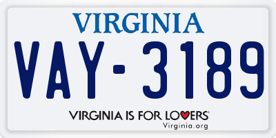 VA license plate VAY3189