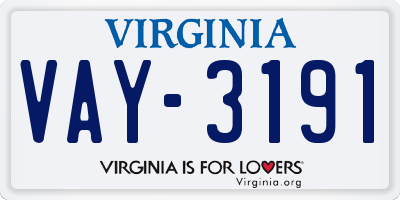 VA license plate VAY3191