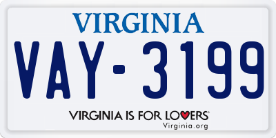 VA license plate VAY3199