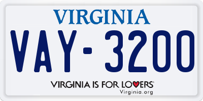 VA license plate VAY3200