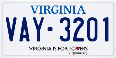 VA license plate VAY3201
