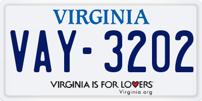 VA license plate VAY3202