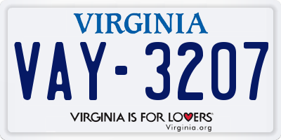 VA license plate VAY3207