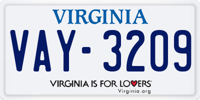 VA license plate VAY3209