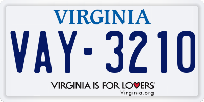 VA license plate VAY3210