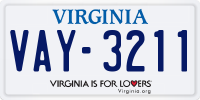 VA license plate VAY3211