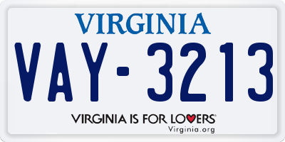 VA license plate VAY3213