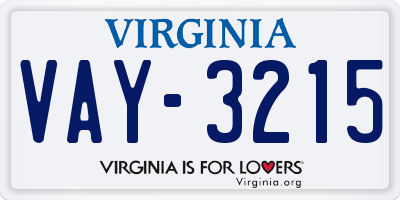 VA license plate VAY3215