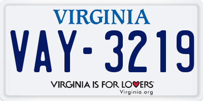 VA license plate VAY3219