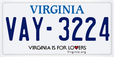 VA license plate VAY3224