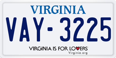VA license plate VAY3225