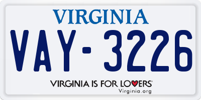 VA license plate VAY3226