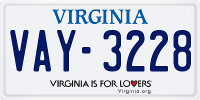 VA license plate VAY3228