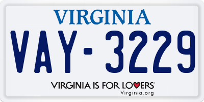 VA license plate VAY3229