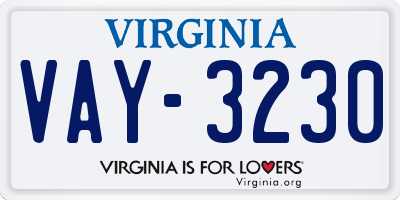 VA license plate VAY3230