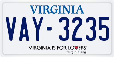 VA license plate VAY3235